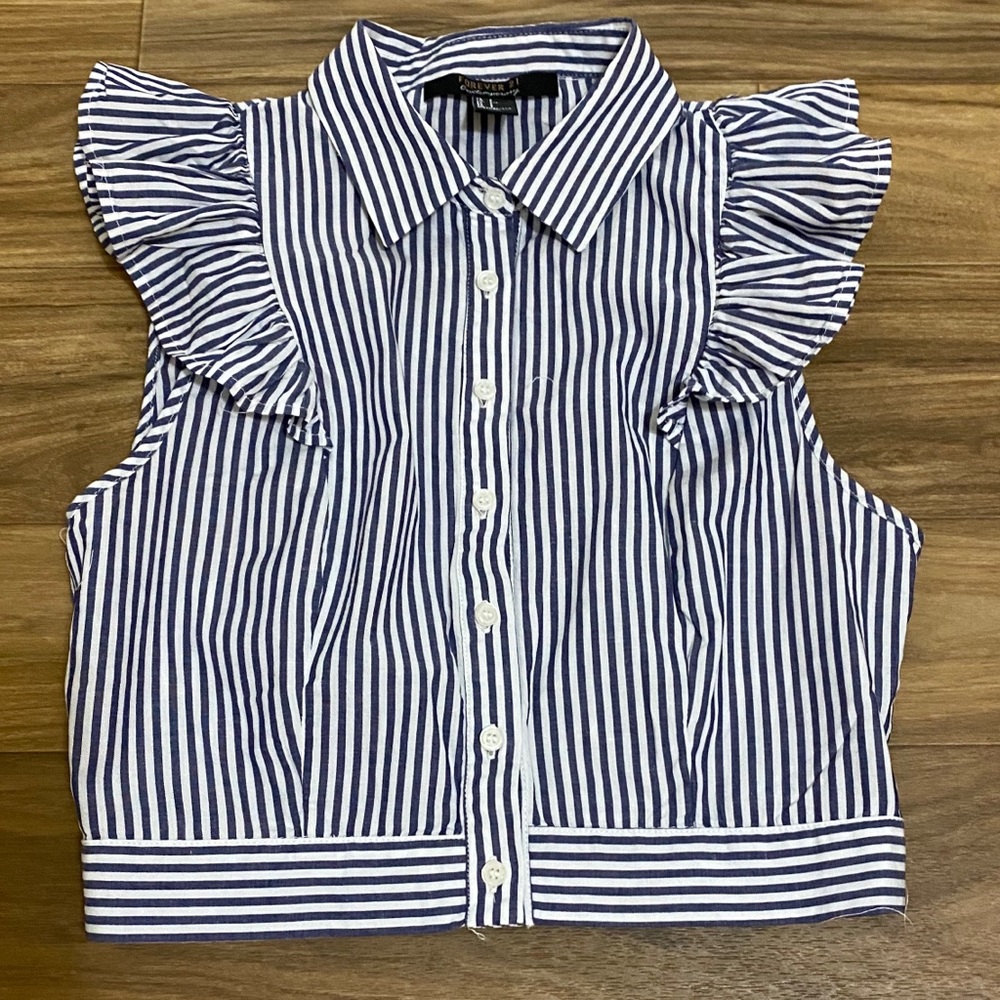 Crop Top Blue and White Striped blouse